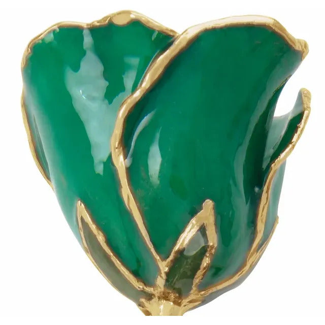 Laquered Rose - Emerald with Gold Trim