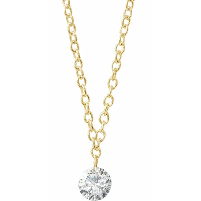 Drilled Diamond Solitaire Necklace