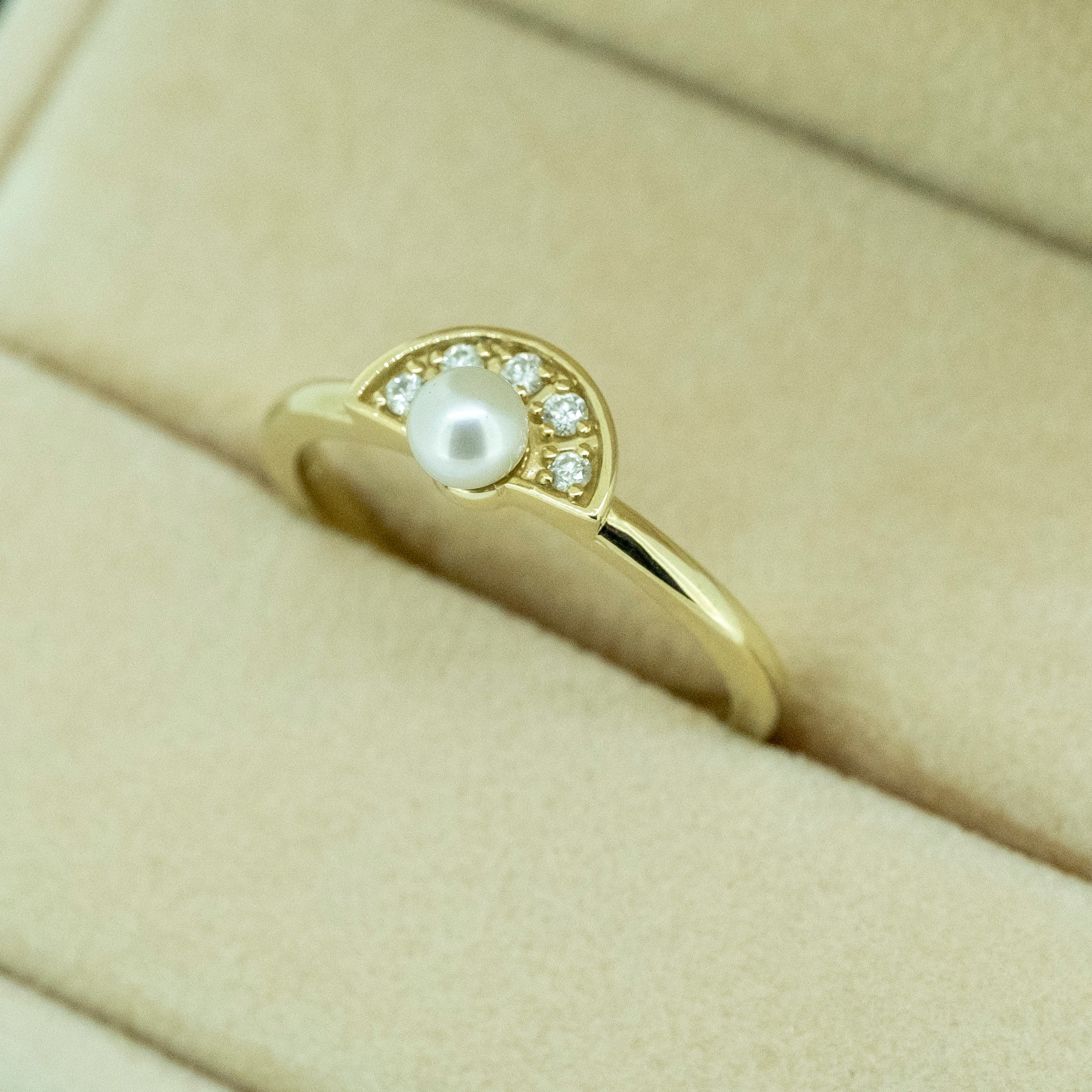Pearl Diamond Fan Ring
